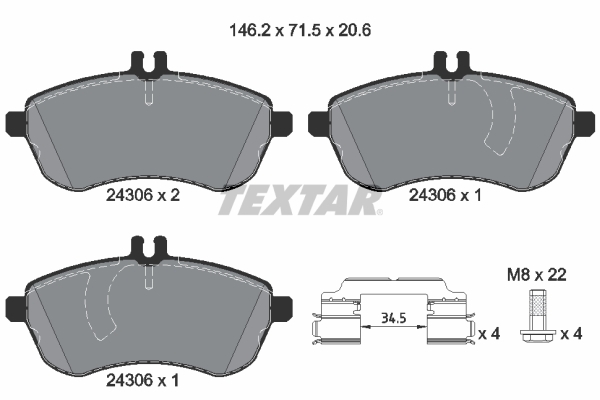 Sada brzdových platničiek kotúčovej brzdy TEXTAR