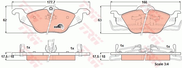 Sada brzdových platničiek kotúčovej brzdy TRW