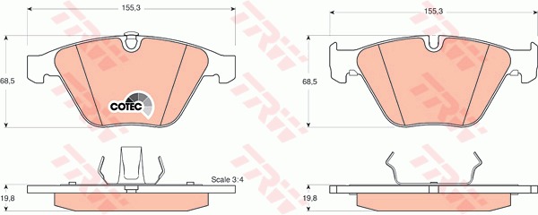 Sada brzdových platničiek kotúčovej brzdy TRW