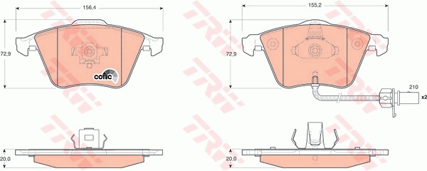 Sada brzdových platničiek kotúčovej brzdy TRW